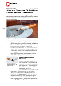 Schachtel Zigaretten für 7,80 Euro: Kommt bald die Tabakmaut?
