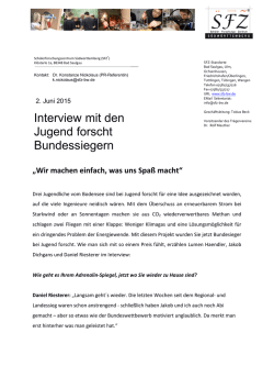 Interview mit den Jugend forscht Bundessiegern