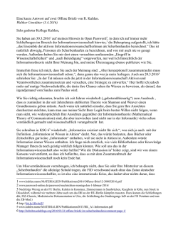 Eine kurze Antwort auf zwei Offene Briefe von R - Hu