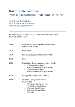 Doktorandenseminar &bdquo;Wissenschaftliche Rede und Schreibe&ldquo;