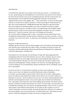Liebe Menschen, im Vorfeld meiner Österreich