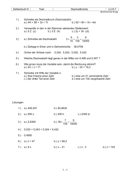Zahlenbuch 6 Test Dezimalbrüche LU 6-7 1