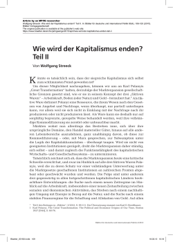 Wolfgang Streeck: Wie wird der Kapitalismus enden? Teil II