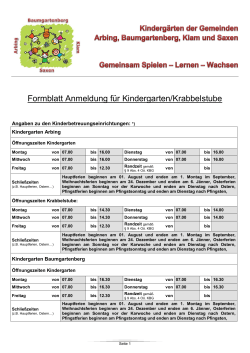 Formblatt Kindergarten-Krabbelstubenanmeldung