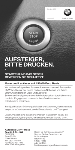 aufsteiger, bitte drücken. - Autohaus Dörr + Hess GmbH & Co. KG