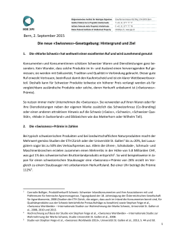 Hintergrund und Ziel der neuen Swissness