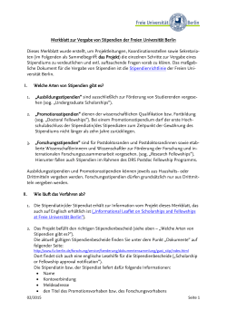 Merkblatt zur Vergabe von Stipendien der Freien Universität Berlin