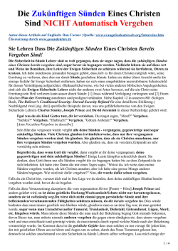 Die Zuk&uuml;nftigen S&uuml;nden Eines Christen Sind - Gesunde