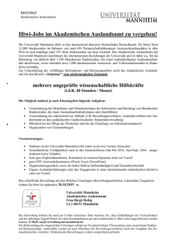 Hiwi-Jobs im Akademischen Auslandsamt zu vergeben!