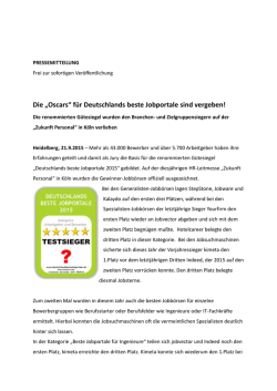 Die &bdquo;Oscars&ldquo; f&uuml;r Deutschlands beste Jobportale sind vergeben!