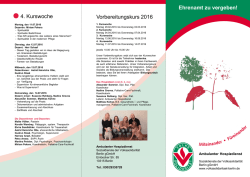 Ehrenamt zu vergeben! Vorbereitungskurs 2016 4. Kurswoche