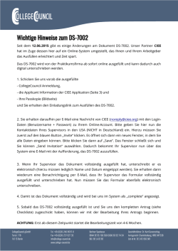Hinweise zum DS-7002 Training/Internship