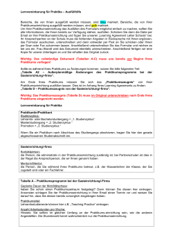 Lernvereinbarung für Praktika - Pädagogische Hochschule Karlsruhe