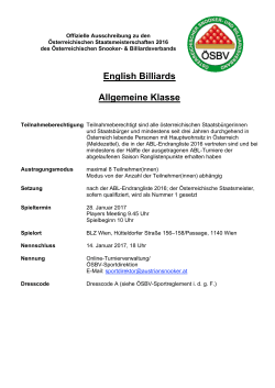 English Billiards Allgemeine Klasse
