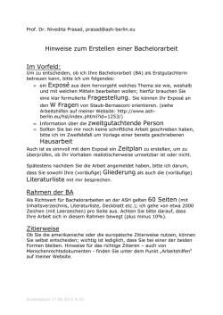 Hinweise zum Erstellen einer Bachelorarbeit Im Vorfeld