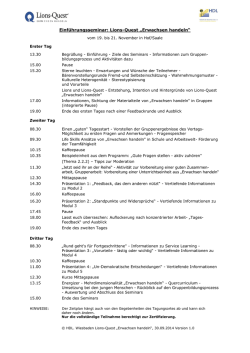Einf&uuml;hrungsseminar: Lions-Quest &bdquo;Erwachsen handeln&ldquo;