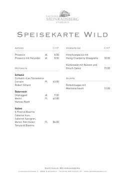 Speisekarte Wild - Gasthaus Meinradsberg