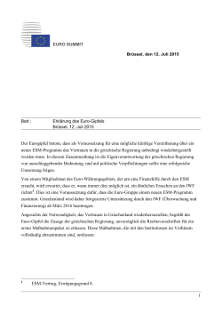 Erklärung des Euro-Gipfels, Brüssel, 12. Juli 2015