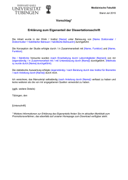Vorschlag* Erkl&auml;rung zum Eigenanteil der Dissertationsschrift