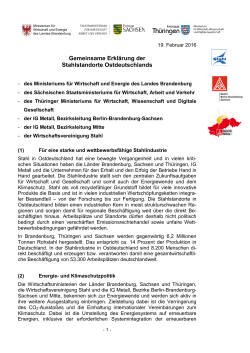 Gemeinsame Erklärung der Stahlstandorte Ostdeutschlands