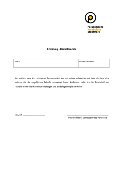 Erkl&auml;rung &ndash; Bachelorarbeit