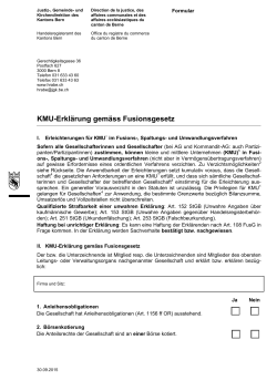 KMU-Erklärung gemäss Fusionsgesetz - Justiz-, Gemeinde