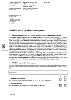 KMU-Erklärung gemäss Fusionsgesetz - Justiz-, Gemeinde
