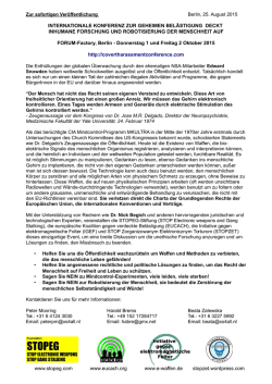 INTERNATIONALE KONFERENZ ZUR GEHEIMEN BEL&Auml;STIGUNG