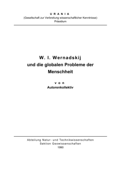 W. I. Wernadskij und die globalen Probleme der Menschheit
