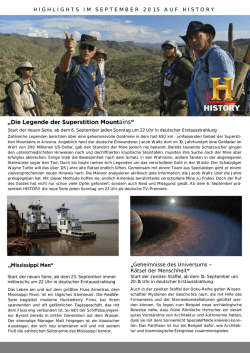 HIGHLIGHTS IM SEPTEMBER 2015 AUF HISTORY