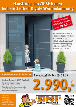Haust&uuml;ren von ZIPSE bieten hohe Sicherheit & gute W&auml;rmed&auml;mmung