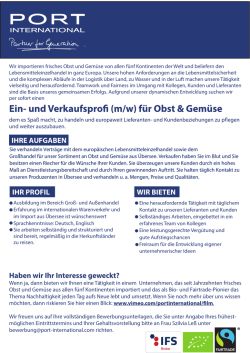 Haben wir Ihr Interesse geweckt? IHR PROFIL WIR BIETEN IHRE