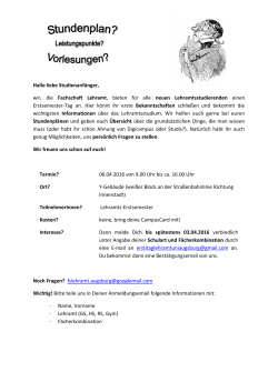 Hallo liebe Studienanfänger, wir, die Fachschaft Lehramt, bieten für