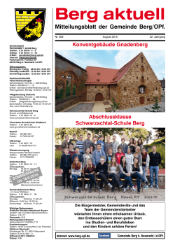 Berg aktuell Mitteilungsblatt der Gemeinde Berg/OPf.