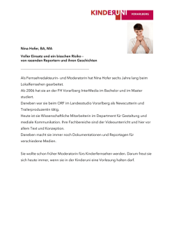Nina Hofer, BA, MA Voller Einsatz und ein bisschen Risiko – von