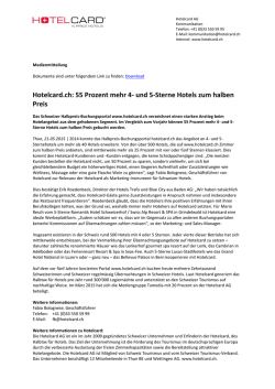Hotelcard.ch: 55 Prozent mehr 4- und 5