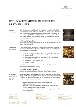weihnachtsmen&uuml;s in unseren restaurants