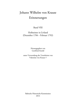 Johann Wilhelm von Krause Erinnerungen