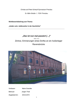 Zichow, Erinnerungen eines Dorfes an ein Au&szlig;enlager Ravensbr&uuml;cks
