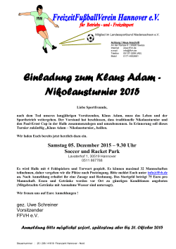 Einladung zum Klaus Adam - Nikolausturnier 2015