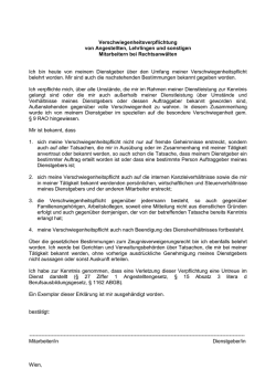 Verschwiegenheitsverpflichtung von Angestellten, Lehrlingen und