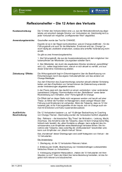 Reflexionshelfer &ndash; Die 12 Arten des Verlusts - Coaching
