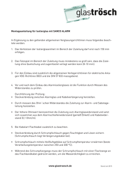 Montageanleitung f&uuml;r Isolierglas mit SANCO ALARM In Erg&auml;nzung