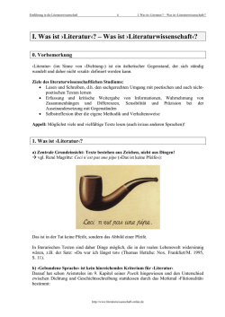 I. Was ist &rsaquo;Literatur&lsaquo;? &ndash; Was ist &rsaquo;
