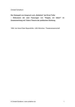 Der Zwiespalt von Anspruch und „Zeitstück“ bei Ernst Toller