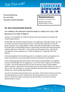 Pressemitteilung 50 Jahre Schwimmhalle Kücknitz