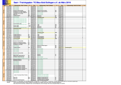 Saal- / Trainingsplan TC Blau-Gold Solingen e.V. ab März 2016