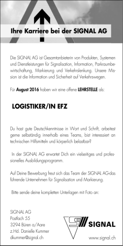 Ihre Karriere bei der SIGNAL AG LOGISTIKER/IN EFZ - a