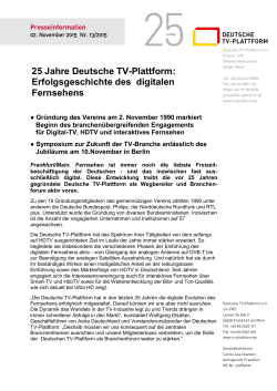 25 Jahre Deutsche TV-Plattform: Erfolgsgeschichte des digitalen