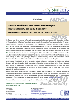 Einladung - Globale Probleme wie Armut und Hunger: Heute